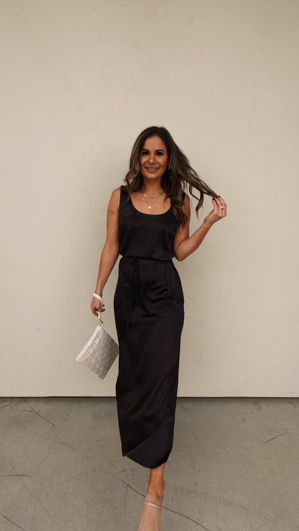 Black Belted Satin Midi Dress – COCO The Shop