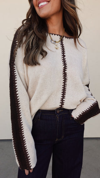 Beige Sweater with Stitch Detail