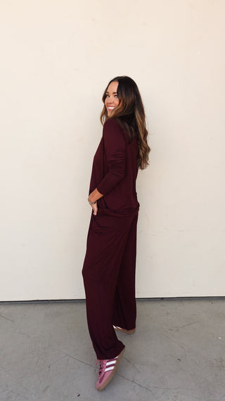 Dark Cherry Breathable Loungewear Set