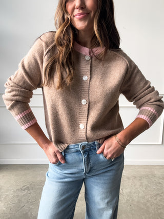 Beige and Pink Cardigan