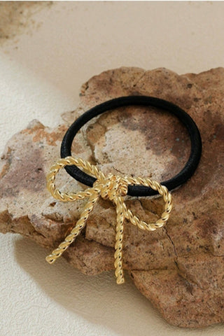 Gold Bow Elastic Hair Tie