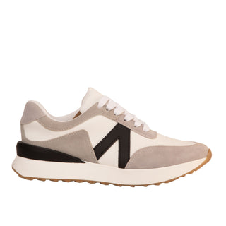 Neutral Vintage-Inspired Sneaker with Black/Gray Accents