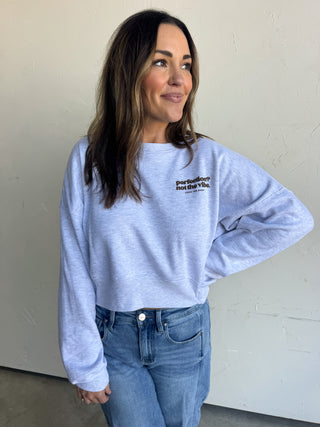 Gray Puff Print Crewneck Sweatshirt