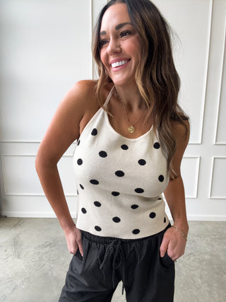 Knit Polka Dot Halter Top