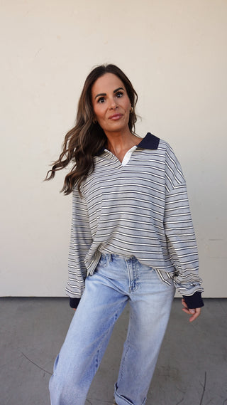 Navy Striped Rugby Shirt