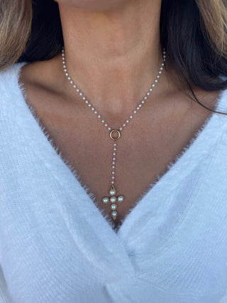 Pearl Cross Pendant Necklace