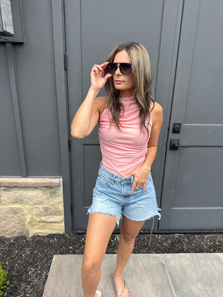 Rose Pink Mesh Tank Top