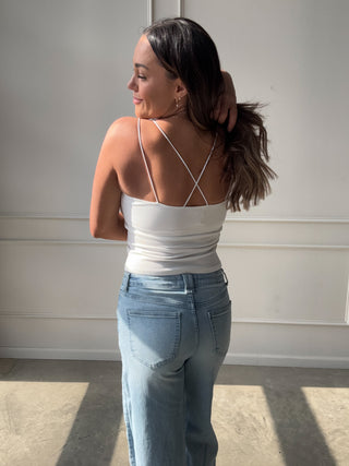 White Cami with Built-In Bra