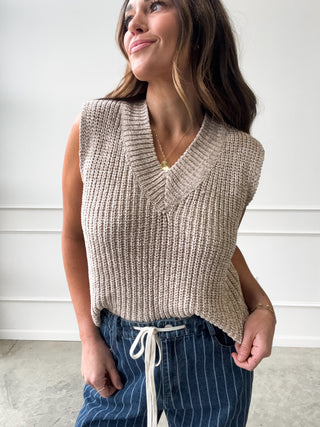Tan Knit Sweater Vest