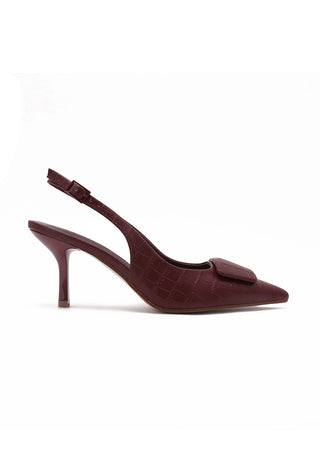 Wine Red Slingback Kitten Heel