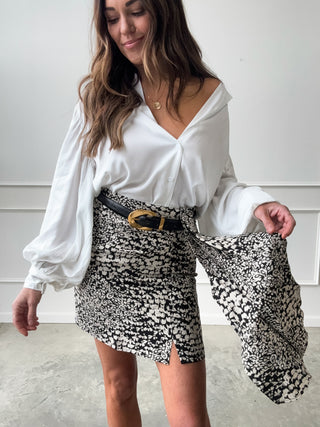 Black Floral Skirt with Ruffle