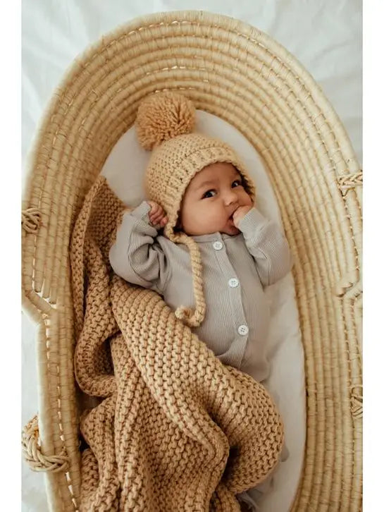 Garter Stitch Baby Blanket- Latte