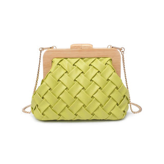 Lime Woven Clutch with Wood Handle