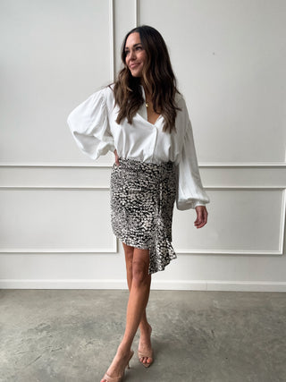 Black Floral Skirt with Ruffle