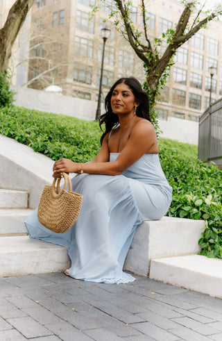 Powder Blue Half Sheer Maxi Dress