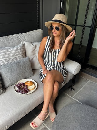 Striped Button-Front Shift Dress