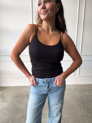 Black Cami with Built-In Bra