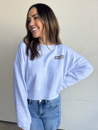 Gray Puff Print Crewneck Sweatshirt