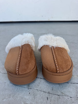 COCO The Shop Fur-Lined Platform Slippers - Main Image