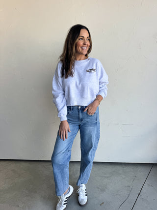 Gray Puff Print Crewneck Sweatshirt