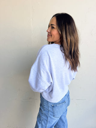 Gray Puff Print Crewneck Sweatshirt