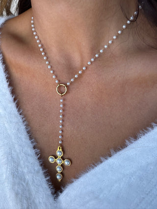 Pearl Cross Pendant Necklace
