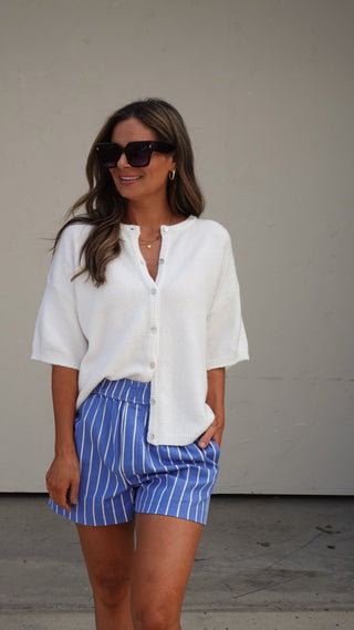 White Short-Sleeve Cardigan