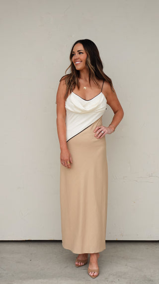 Neutral Colorblock Maxi Dress - | COCO The Shop Neutral Colorblock Maxi Dress - | COCO The Shop