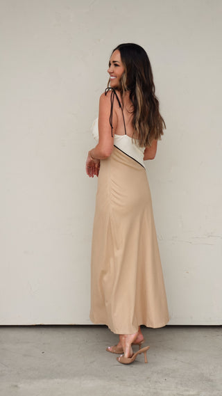 colorblock maxi dress Neutral Colorblock Maxi Dress