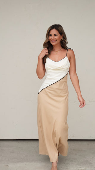Neutral Colorblock Maxi Dress