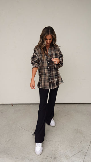 Black Nylon Ribbed Flare Pant