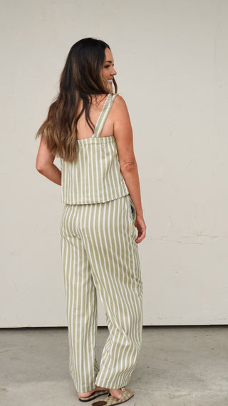 Green Striped Tank and Pant Set
