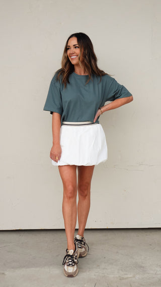 White Nylon Bubble Skort