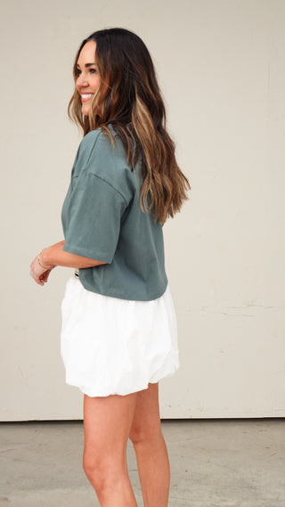 White Nylon Bubble Skort