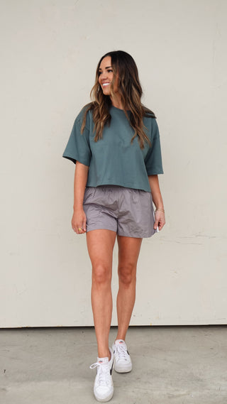 Charcoal Nylon Track Short