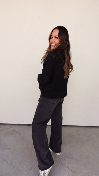 Washed Black Wide Leg Denim