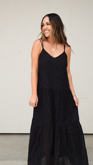 Black Eyelet Tiered Maxi Dress COCO The Shop Black Eyelet Tiered Maxi Dress COCO The Shop