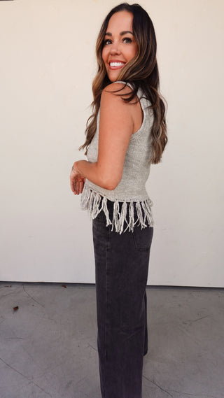 Washed Black Wide Leg Denim