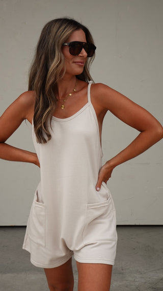 Beige Relaxed Romper