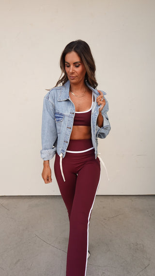 Cropped Denim Jacket with Tie Waist