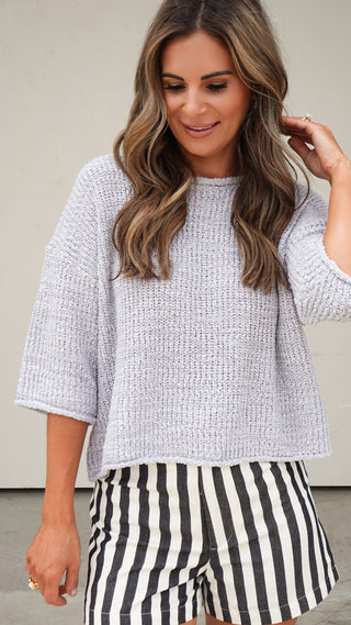 Slate Blue Slouchy Knit Top