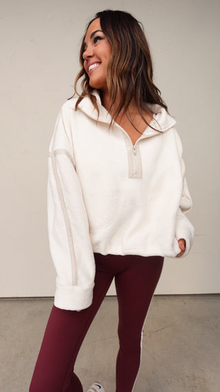 Ivory Half-Zip Fleece Pullover