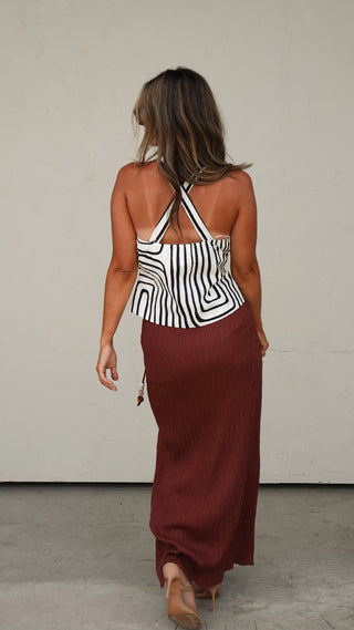 Geometric Linen Vest Top