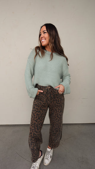 Leopard Print Relaxed Barrel Denim