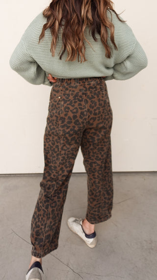 Leopard Print Relaxed Barrel Denim