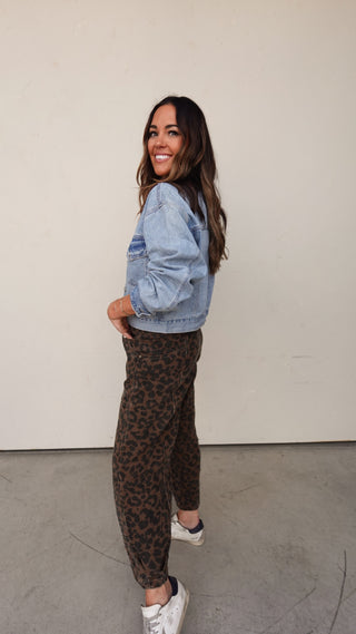 Cropped Denim Jacket with Tie Waist