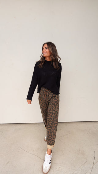 Leopard Print Relaxed Barrel Denim