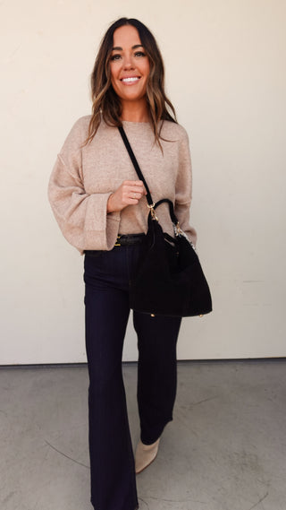 Black Suede 2-in-1 Bucket Bag