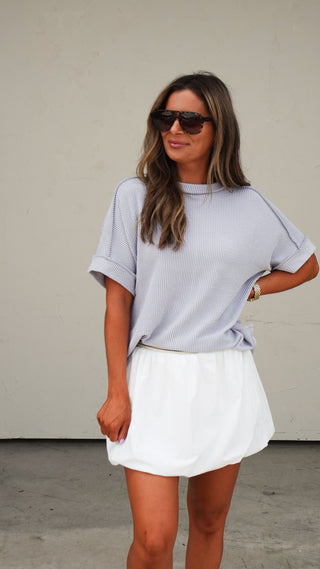 White Nylon Bubble Skort