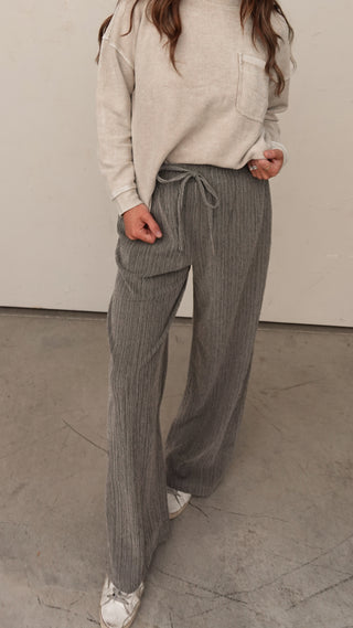Taupe Textured Knit Drawstring Pant